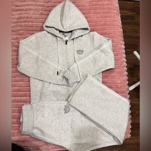 Adidas Gray Hoodie and Sweatpants Set unisex